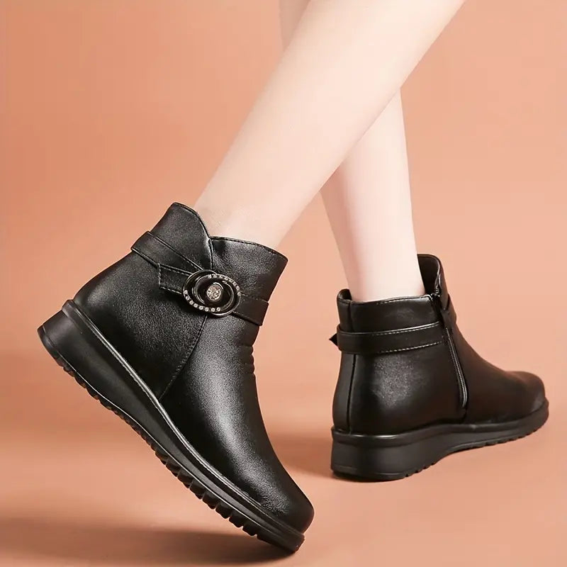 Womens Solid Color Luxurious Fuzzy Boots