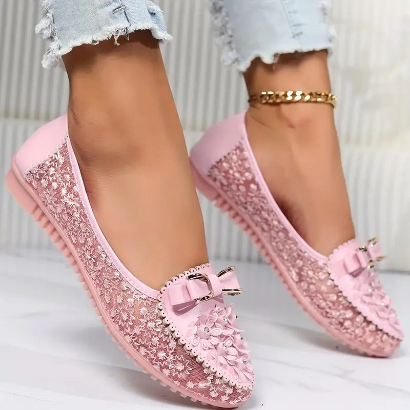 Women's Stylish Floral Mesh Flats