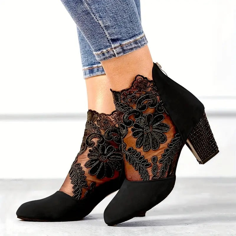 Women's Floral Lace Ankle Boots
