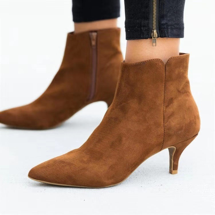 Women's Solid Color Stiletto Heel Ankle Boots