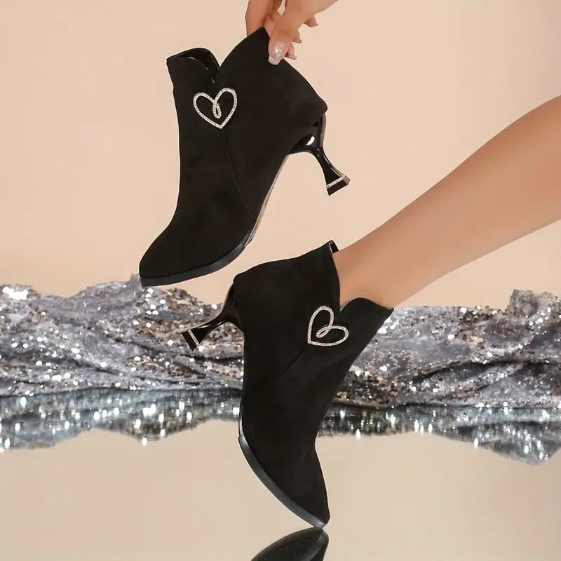Elegant High Heeled Ankle Zipper Boots