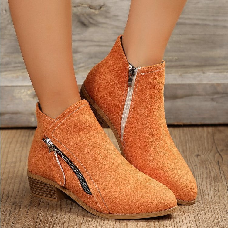Vintage Style Fabric Ankle Boots