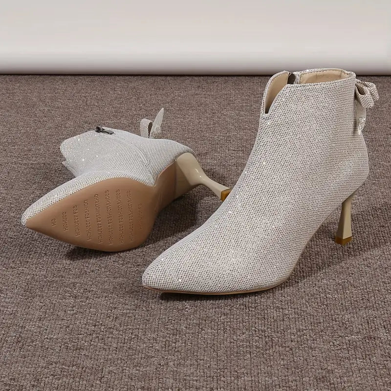 Women's Zip Up Chic Bowknot Boots