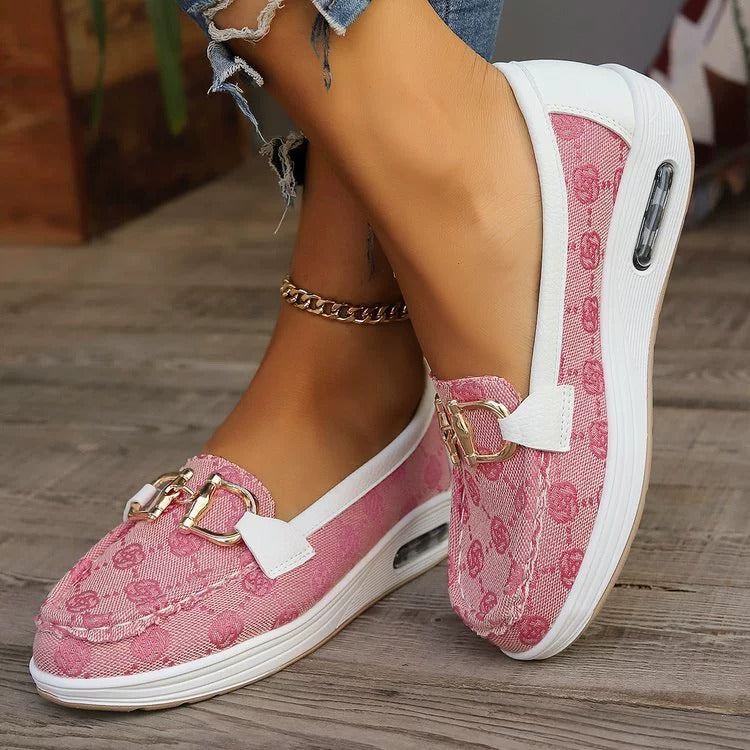 Women's Metallic Buckle Casual Loafers