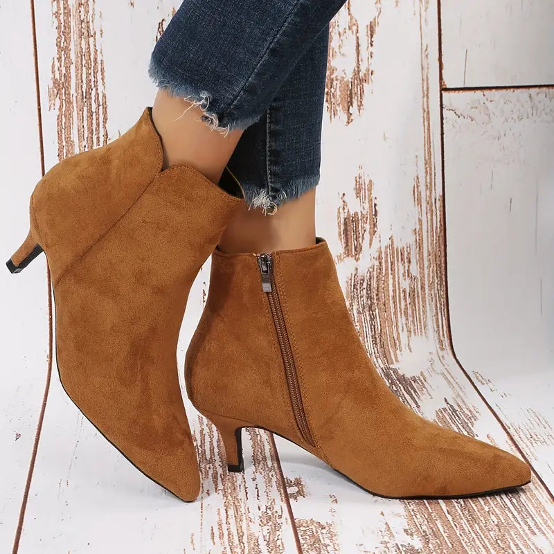 Women's Solid Color Stiletto Heel Ankle Boots