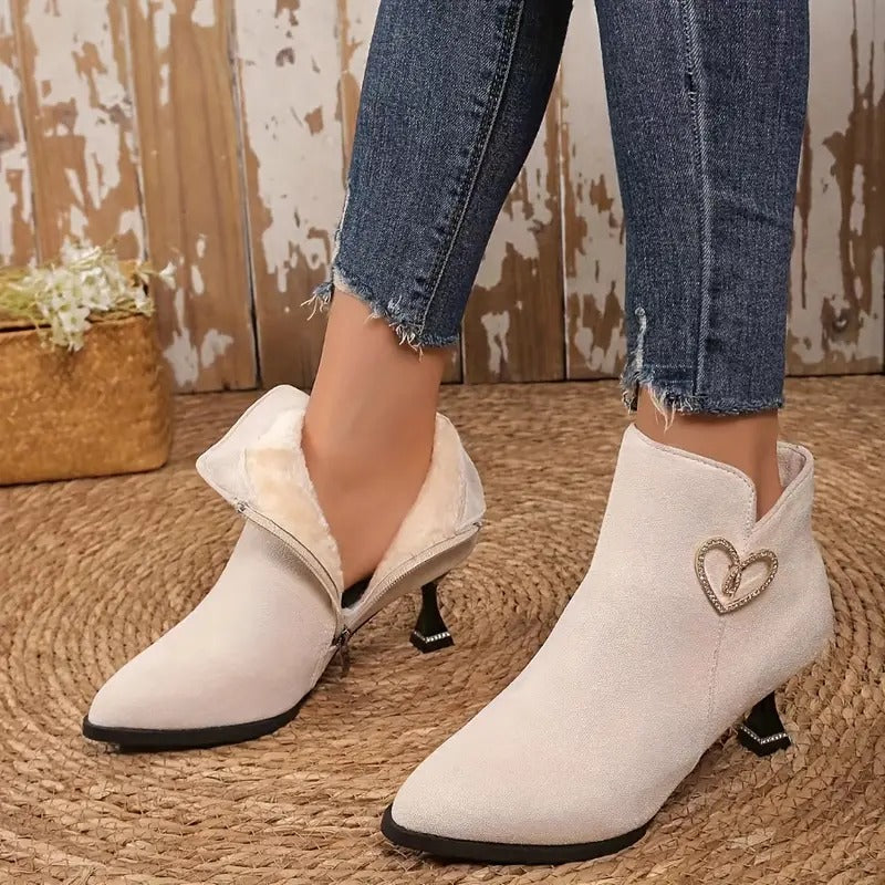 Elegant High Heeled Ankle Zipper Boots