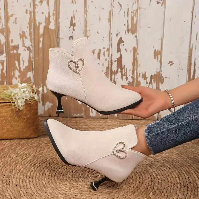 Elegant High Heeled Ankle Zipper Boots