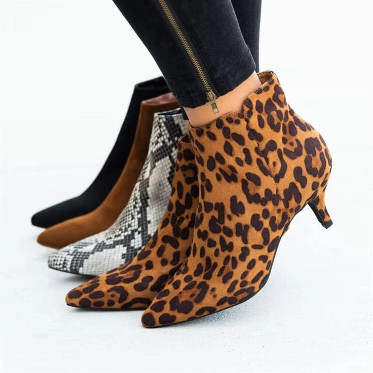 Women's Solid Color Stiletto Heel Ankle Boots
