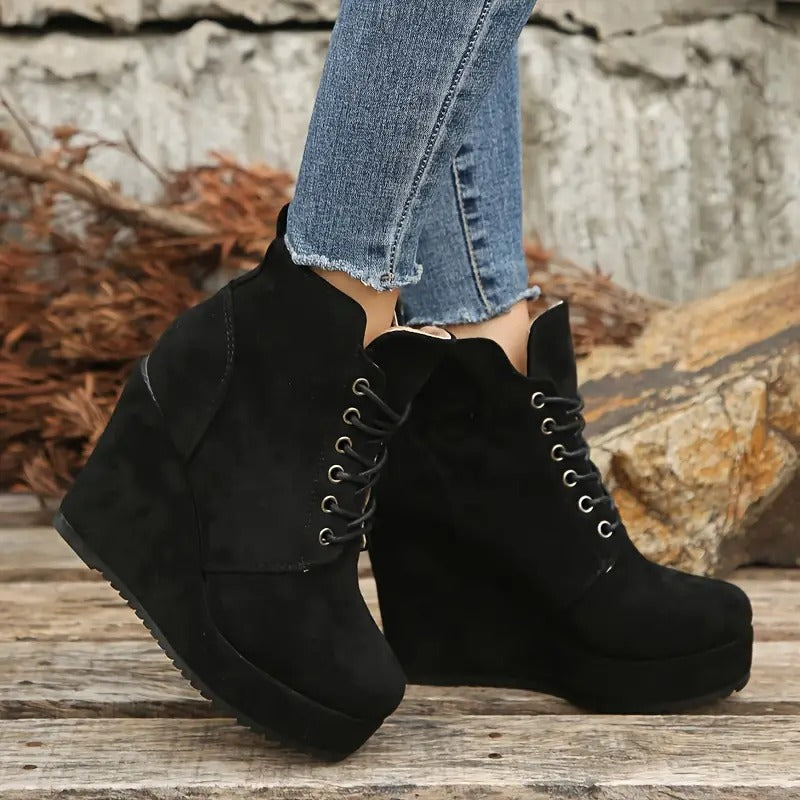 Women's Solid Color Fuzzy Boots