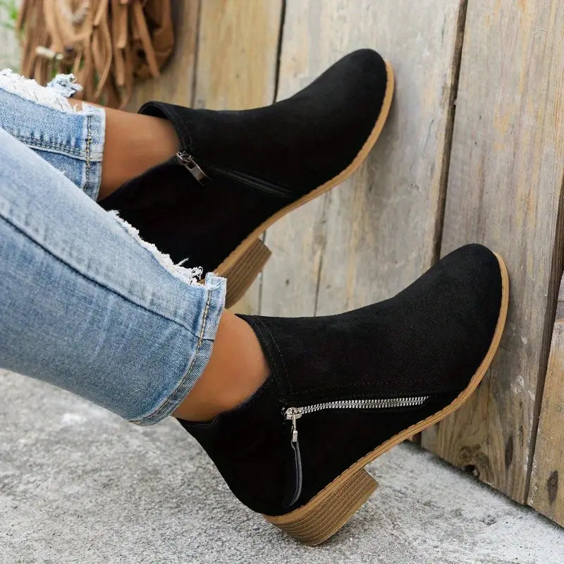 Vintage Style Fabric Ankle Boots